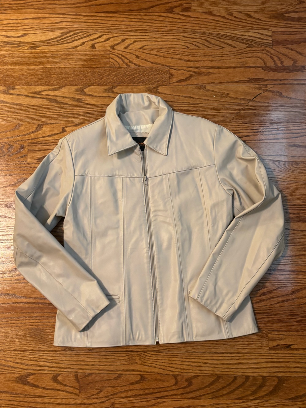 Thomazi Couro Light Gray Genuine Leather Zip Front Jacket Size L